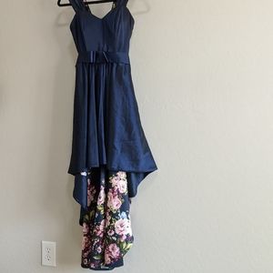 Hi-low Homecoming/Prom dress Navy with flowers